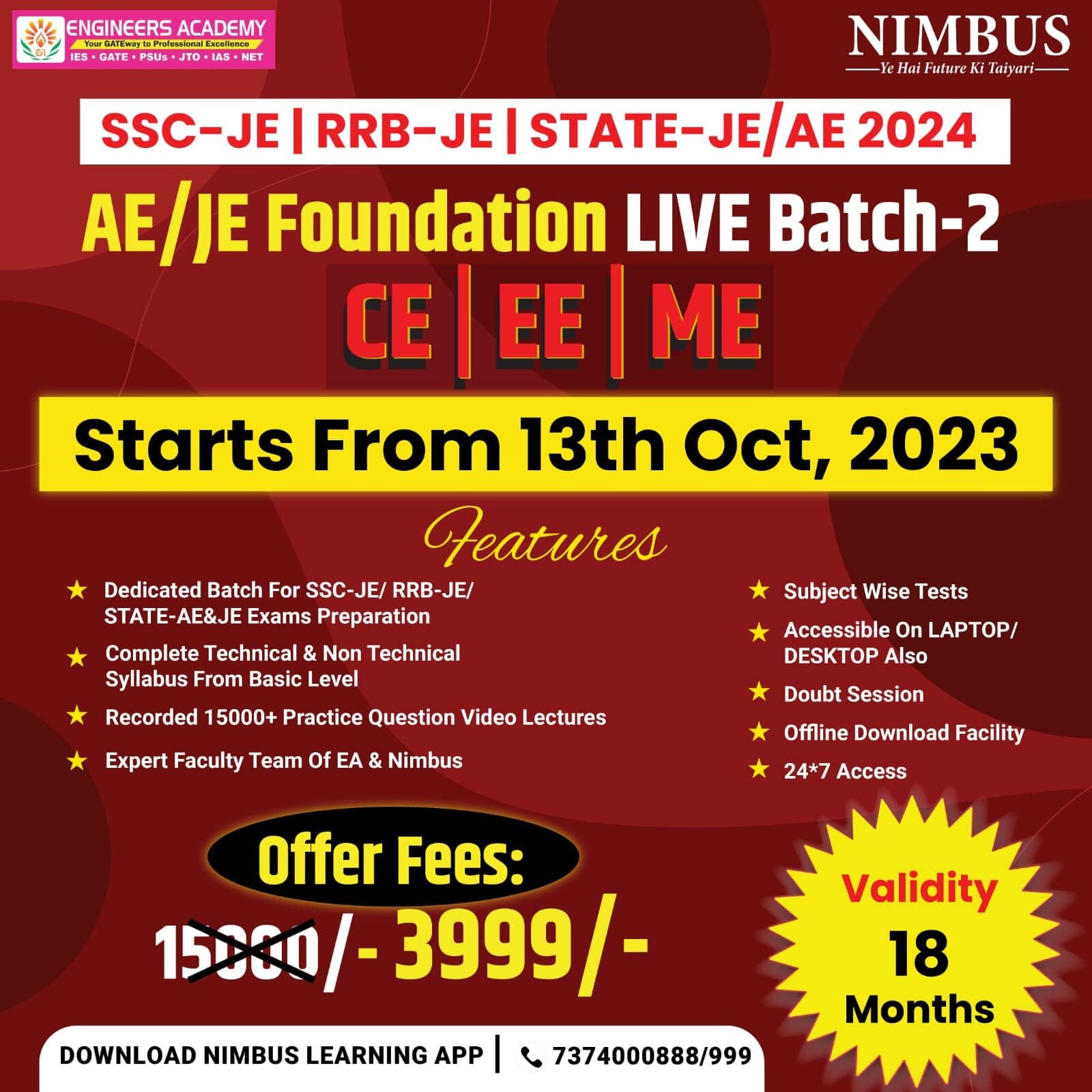 State AE JE Foundation Live Batch 2024