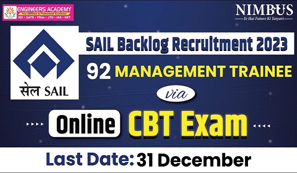 SAIL MT Backlog Recruitment 2023 | Apply Online for 92 Vacancies