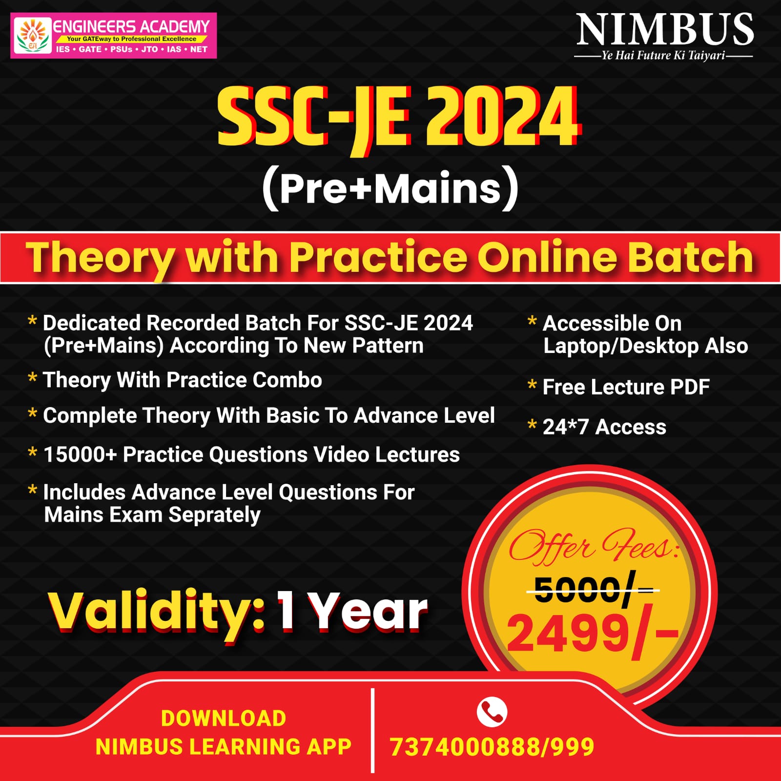 SSC JE 2024 Pre and Mains Online Coaching